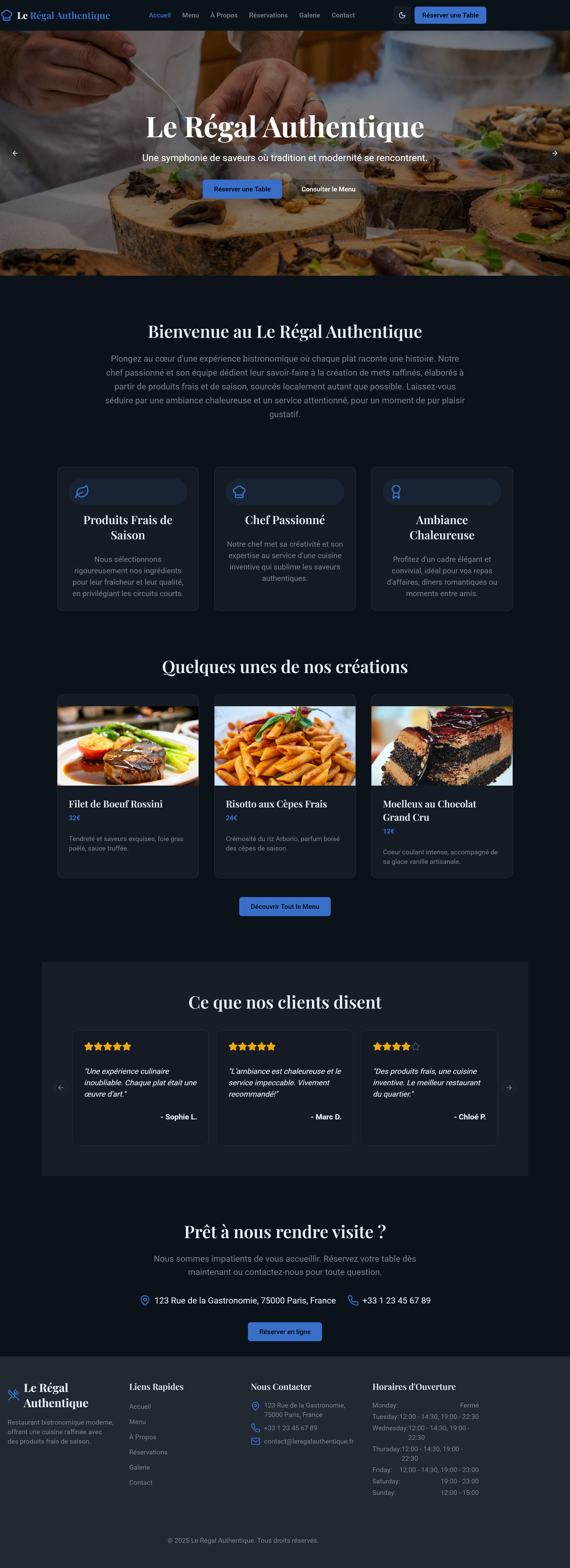 Site Web — Restaurant